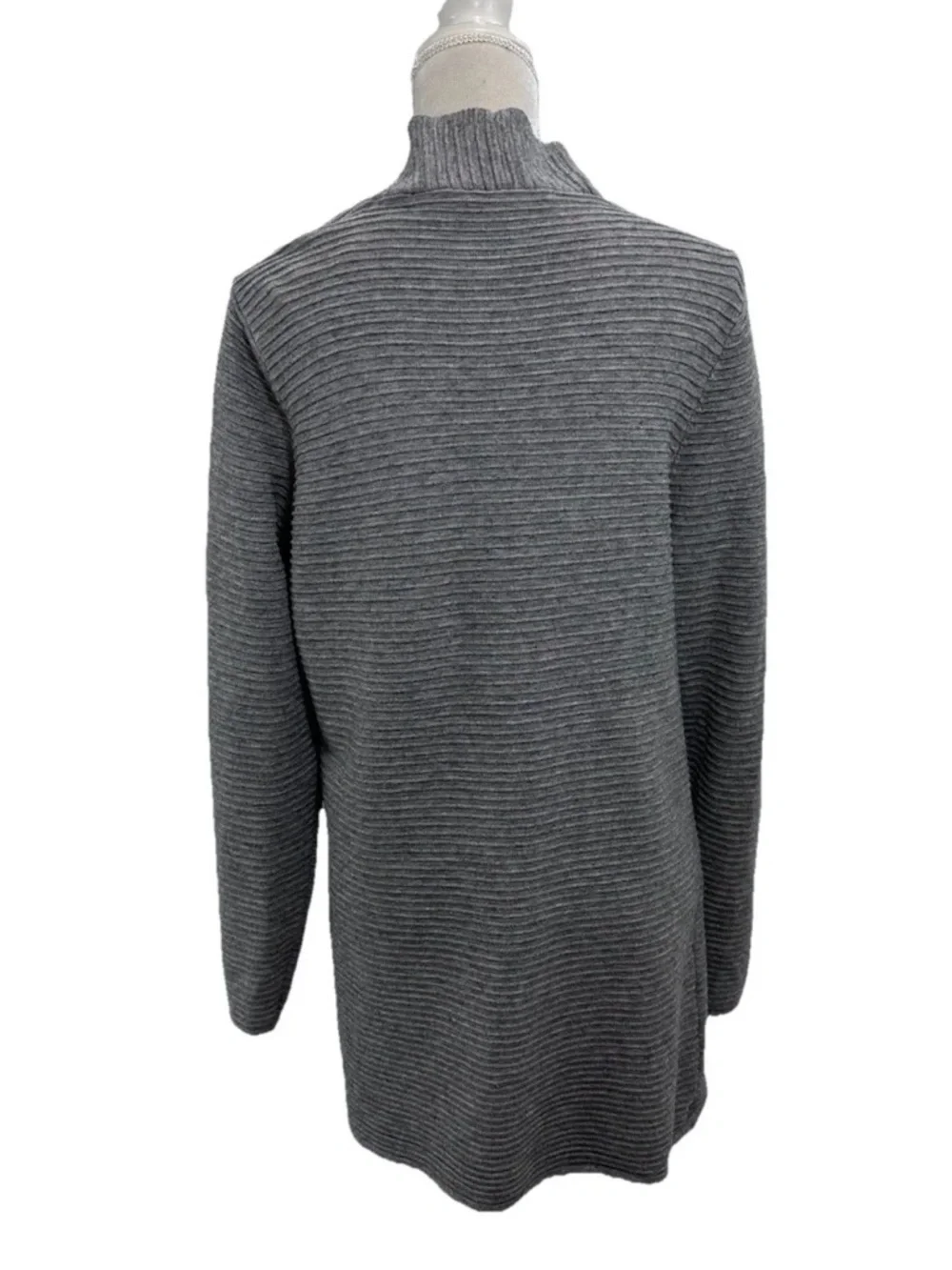 Cyrus Grey Ribbed Open-Front Cardigan - Picture 2 of 8